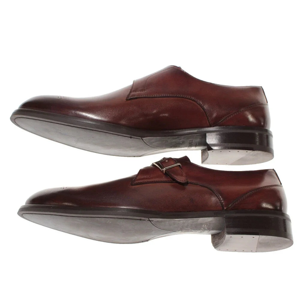 Pastori NWB Single Monk Strap Dress Shoes Size 12 US in Brown Leather